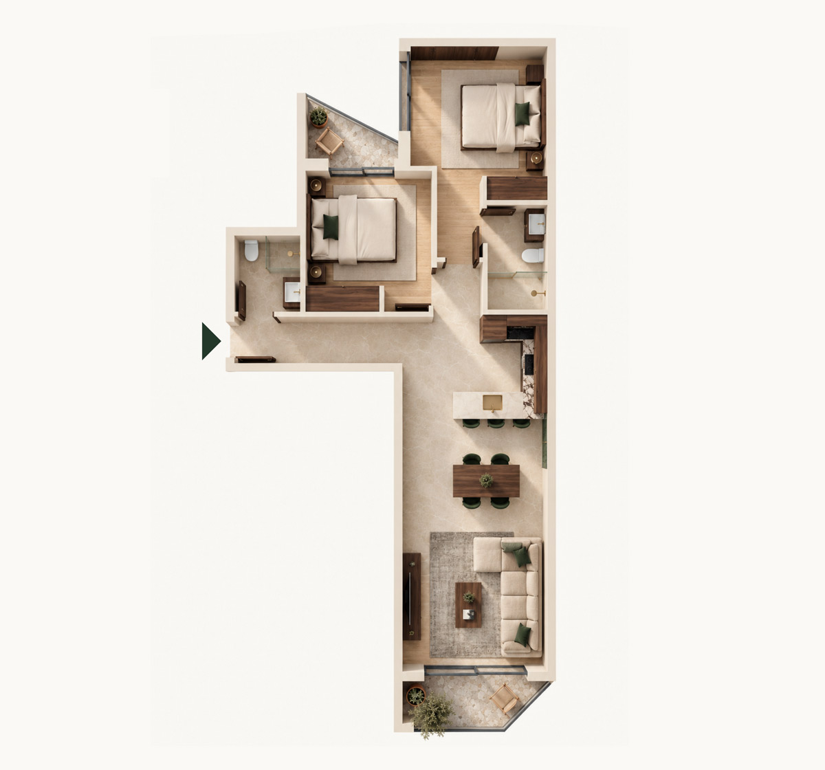 Plan 3D de la typologie Iris, Terre de Lys Ghandi